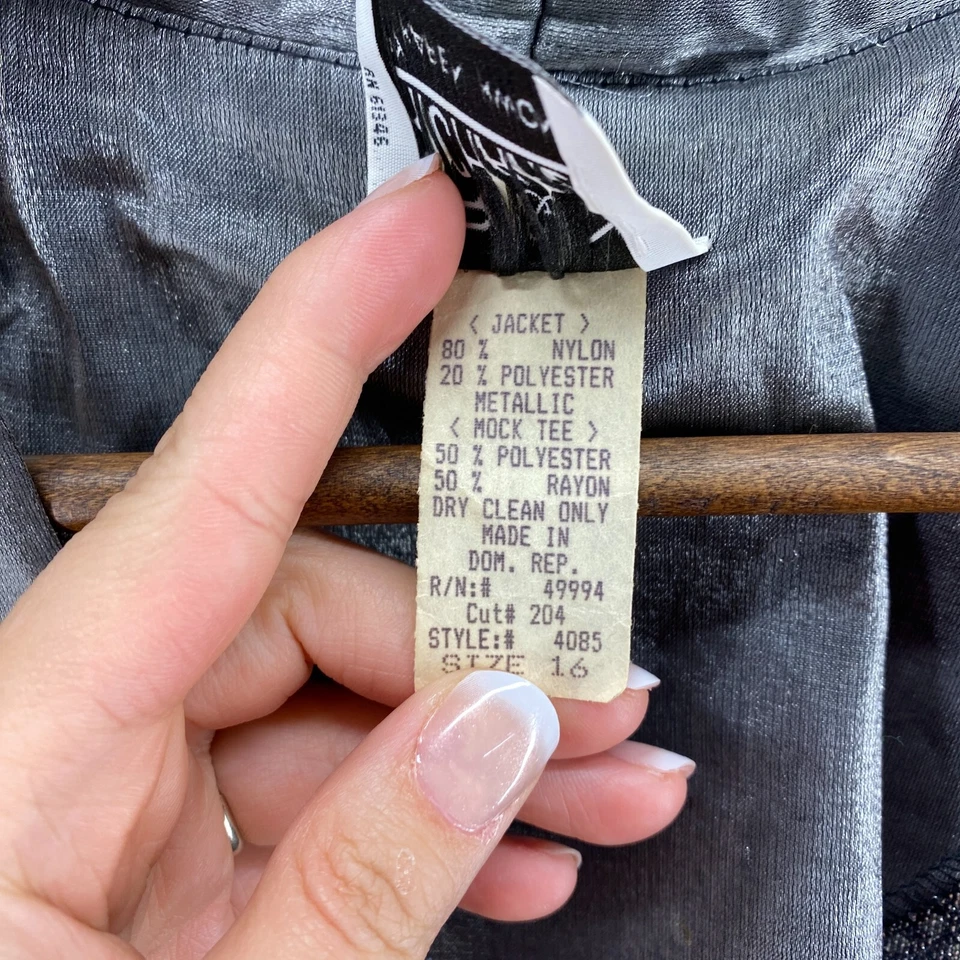 R&M Richards Blazer Women 16 Gray Long Sleeve Open Front Metallic Classic Fit - Image 4 of 4