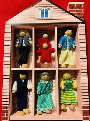 Wooden Doll House Family Doll Set