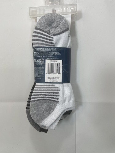 Fruit of the Loom Men's Shoe Size 6-12 Black Gray White 4 No Show Pairs Socks - Picture 14 of 16