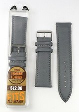 NEW 22MM GRAY GENUINE LEATHER COMFORT STRAP WATCH BAND CHROME BUCKLE 