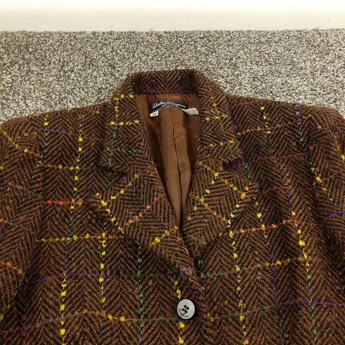 Salvatore Ferragamo Blazer Jacket Tweed Wool Herringbone Plaid Womens 46 (US 12) - Picture 2 of 14