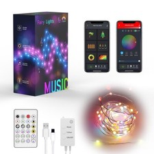 Smart BLE 16.4ft and 33 Lamp LED Copper Wire Fairy Light String - USB Power