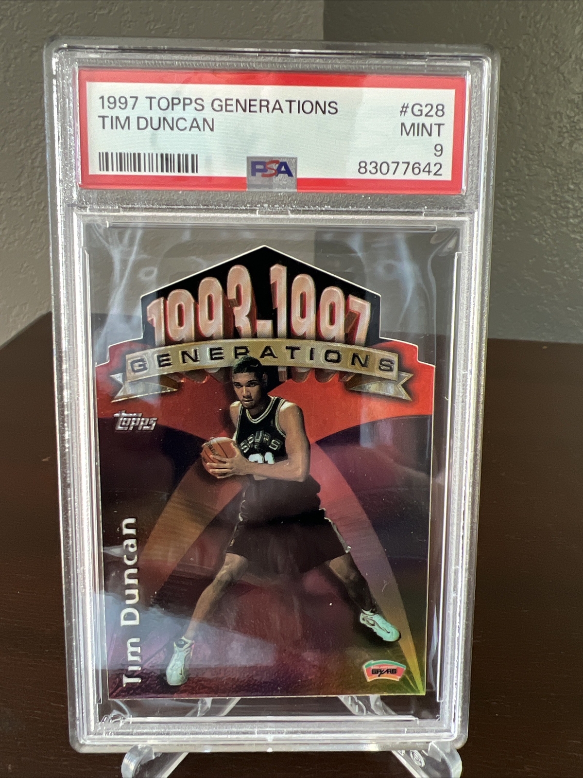1997 TOPPS GENERATIONS BASKETBALL SPURS TIM DUNCAN ROOKIE G28 DIE-CUT PSA 9 MINT
