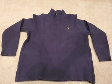 Polo Ralph Lauren Sweater Mens Large Navy Estate Rib Quarter Zip Pullover Pony