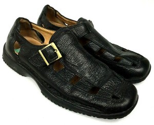 GEOX Respira Menâs Black Leather Sandal Fisherman Sandals Size 11/42.5 | eBay