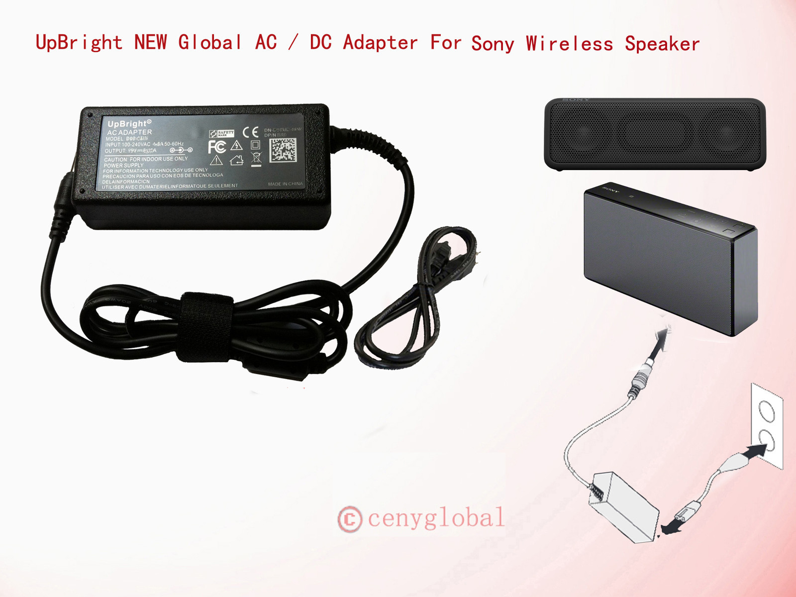 15V AC Adapter For Sony SRS-X55 SRS-XB3 
