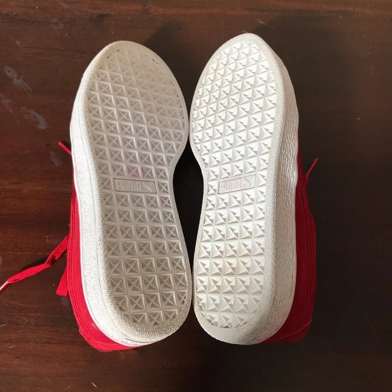 Puma Unisex Niños Gamuza Clásico Insignia Tenis Rojo 362951-03 Con Cordones Parte Superior Baja 6 C Foto 3 de 4