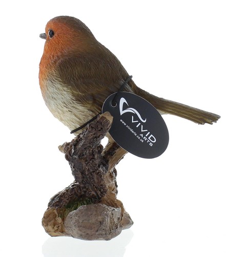 Vivid Arts British Birds Robin on a Branch Indoor/Outdoor Use Garden Ornament - Picture 3 of 4
