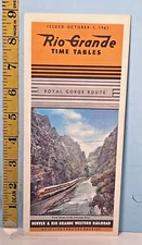 1961 Rio Grande Time Tables Royal Gorge & Moffatt Tunnel Route Railroad Map