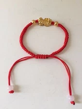 FENG SHUI RED STRING BRACELET WITH LITTLE GOLDEN PI YAO XIA XIE XIU