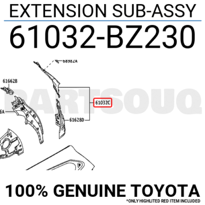 8ahパーツ 61032BZ230 Genuine Toyota EXTENSION SUB-ASSY 61032-BZ230 | eBay
