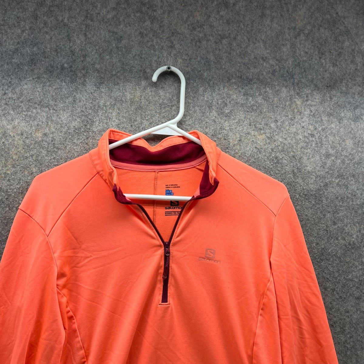 Salomon Sweater Men Medium Adult Orange 1/4 Zip Sweatshirt Advance