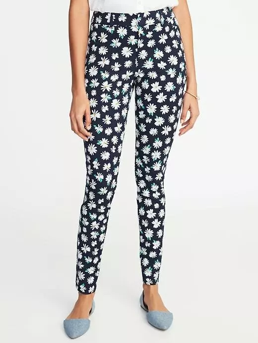 Old Navy Ankle Length Pixie Pants Womens 24 Plus Navy Floral