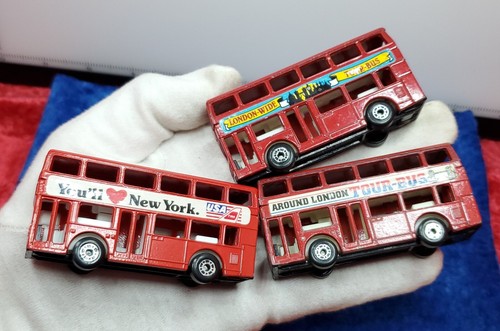Vtg Matchbox Leyland Titan Tour Bus Lot (3) Red Diecast London New York - Picture 17 of 17
