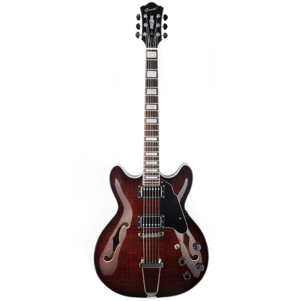 GROTE 335 style Semi Hollow Body Jazz Electric Guitar GRWB HWBR