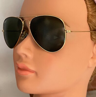 Ray Ban RB3025 L0205 58-14 3N Sunglasses Aviator Large Gold Frame Green Lens