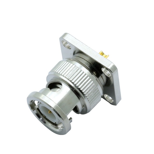 BNC Male Jack With 4 Hole Flange Panel Chassis Mount Solder Connector