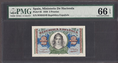 【通販激安】 2 Spain Pesetas eBay | EPQ 66 PMG UNC GEM Pick-95 1938 世界