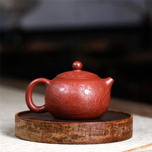 Full Handmade Tea Pot Dragon Carved Embossed Marked Xishi Pot Real Yixing Zisha - Picture 7 of 10