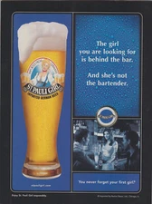 2005 St. Pauli Girl Beer - "Girl Behind Bar She's Not Bartender"- Print Ad Photo