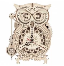 DIY Mechanical Wooden Clock Puzzle 3D Owl Jigsaw Brain Teaser For Teens / Adults