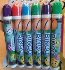 6 x BINGO  DABBERS/MARKERS MULTI-COLOURED PENS FOR BINGO TICKETS GREAT VALUE