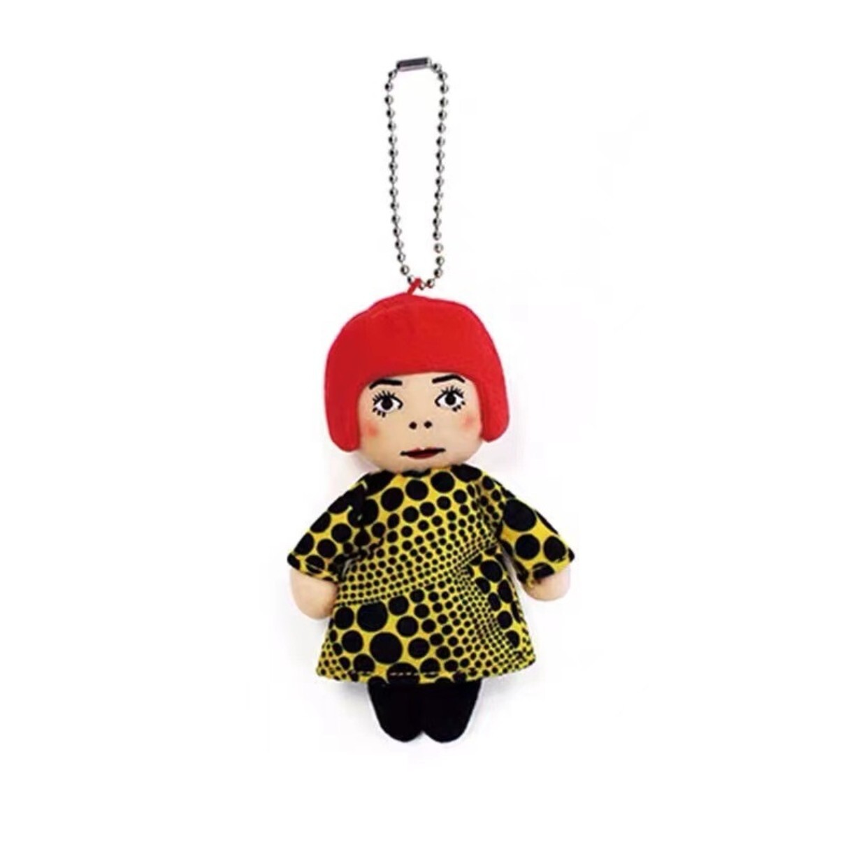 4.7‘’  Cute New Yayoi Kusama Humanoid Polka Dot Plush Funny Keychain Bag Pendant