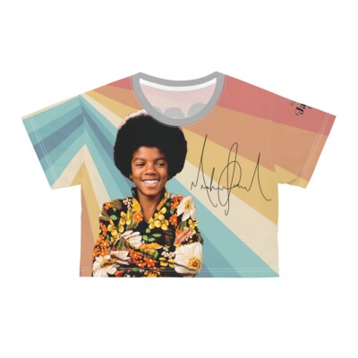 Jackson Five Retro Rainbow Crop Tee - 1970s MJ Young Michael Jackson Funky Top