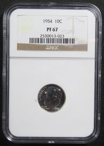 1954 10c NGC PF67. A very pretty proof. (1024234)