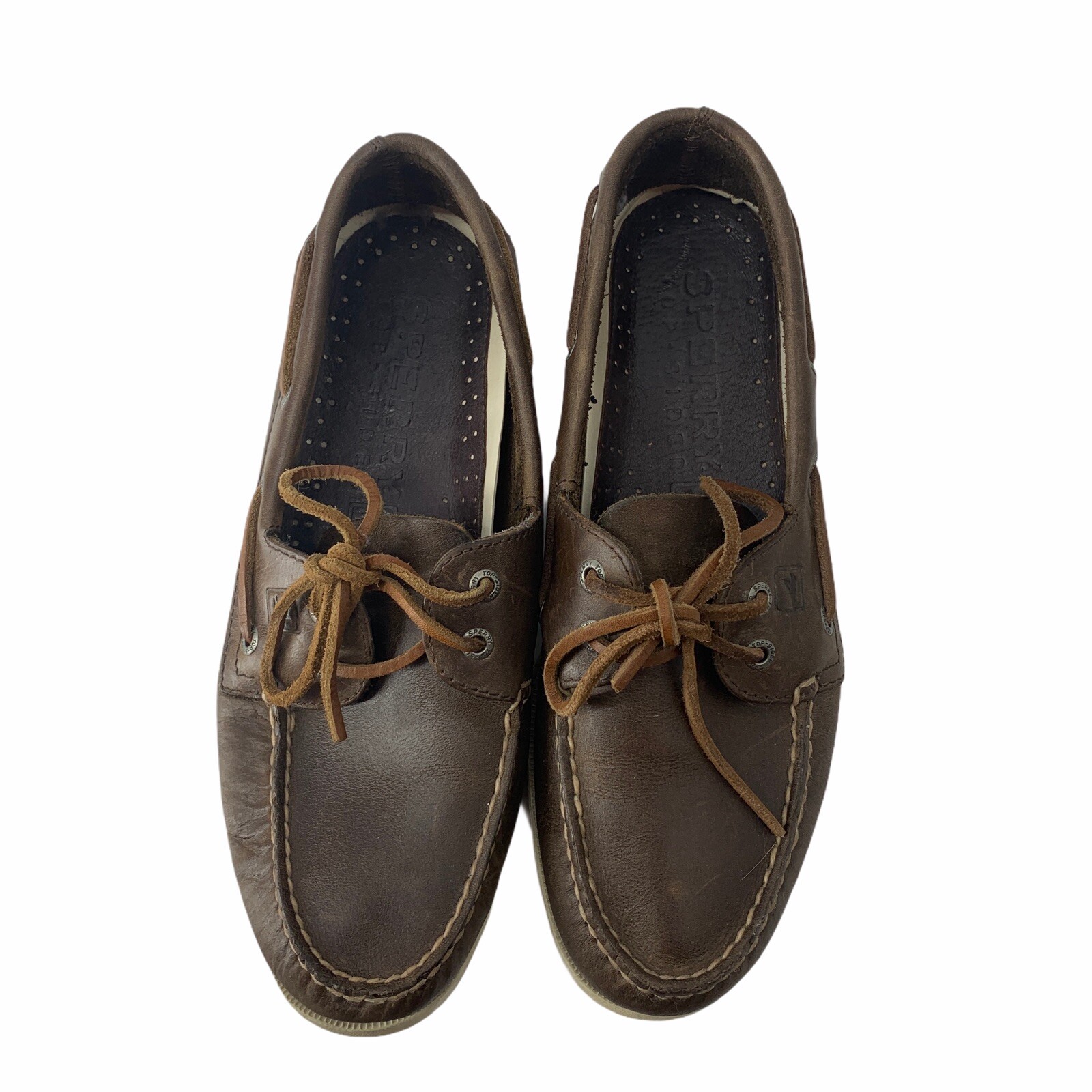 Dark Brown Leather Boat Shoes Mens Size 