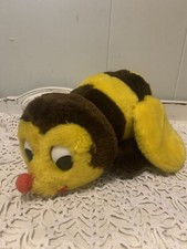 Vintage 12  Plush Bumble Bee Yellow Stuffed Toy Jingle baby Rattle 1976 R Dakin