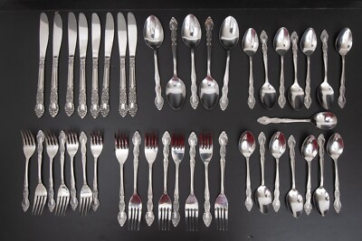 Vtg Lustreware Flatware Stainless Steel Korea Mixed Lot 43 Pieces Rose READ