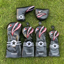 New Shark Golf Head Covers Synthetic Leather Blade Putter Cover 3 Wood Headcover