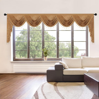 Double-Sided Chenille Valance for Living Room,Bronze Curtains Valance with Gold 