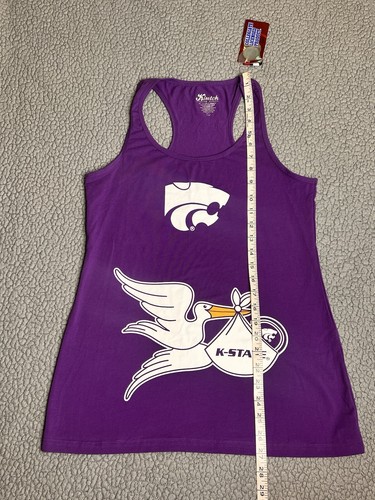 Camiseta sin mangas de maternidad Kanas State Wildcats púrpura y blanca nueva con etiquetas talla L - Imagen 7 de 9
