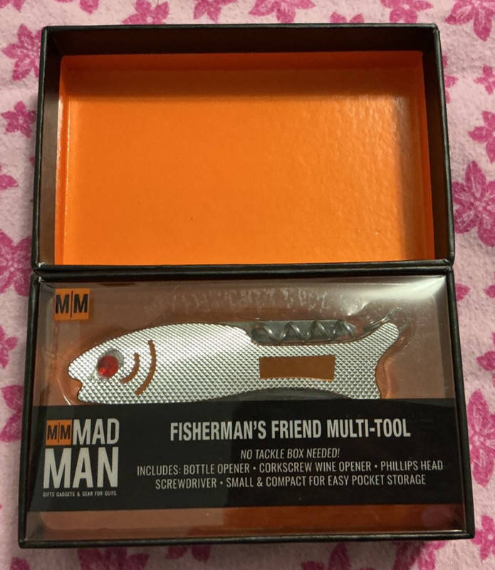 New Mad Man Fisherman's Friend Multi-Tool: W/Bottle Opener, Cork Screw, Phillips