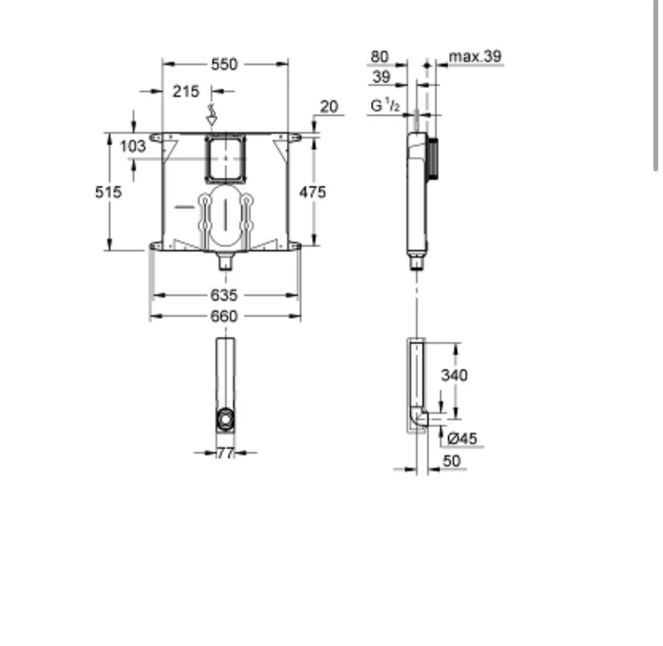 GROHE CASSETTA INCASSO SCARICO WC 38863000 AV1 80 MM - Immagine 2 di 2
