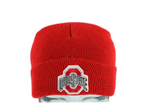 Vintage 90s The Ohio State University Spell Out Winter Knit Beanie Hat Cap Red