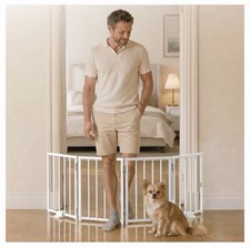 BFNN Small Dog Gate Indoor, Up to 48" W Freestanding Pet/Puppy Fence White
