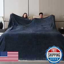 Oversized King Fleece Blanket 120x138 Inches, Seamless Soft Cozy 3D Jacquard Fla