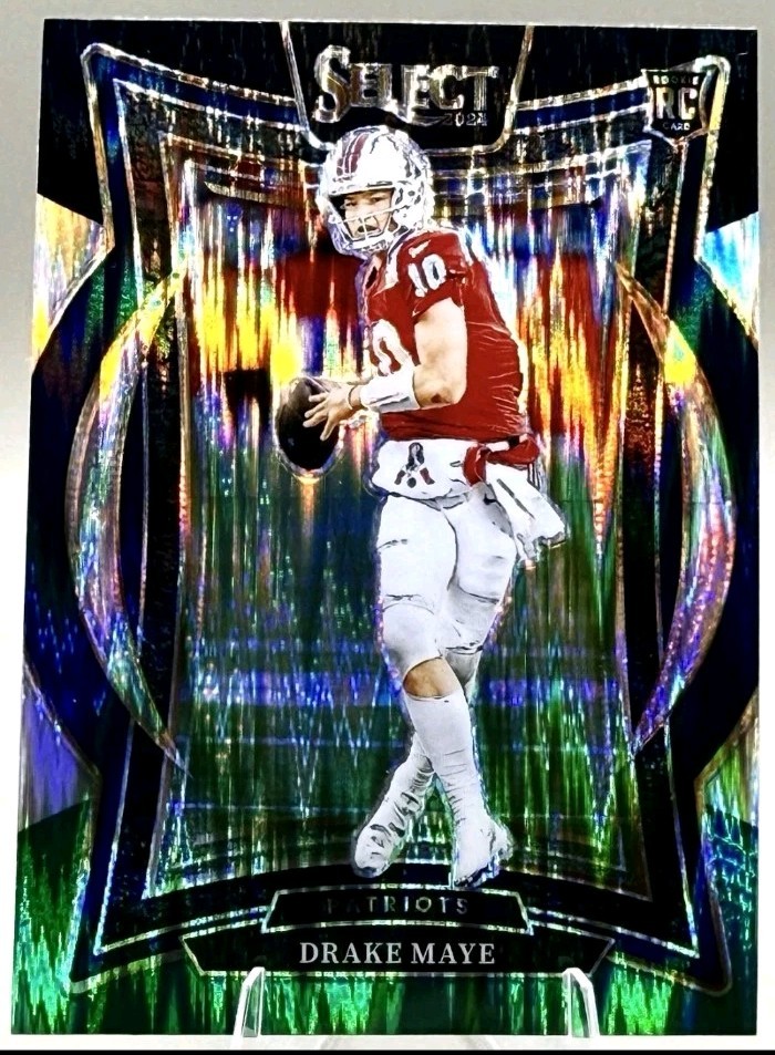 2024 Panini Select Concourse Drake Maye Patriots 27 Black & Green Shock Prizm RC