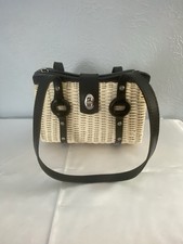 Patricia Nash Stylish Woven Handbag with Leather Straps and Metal Buckles