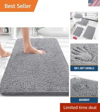 Bathroom Rugs 30x20, Extra Soft Absorbent Chenille Bath Rugs, Rubber Backing ...