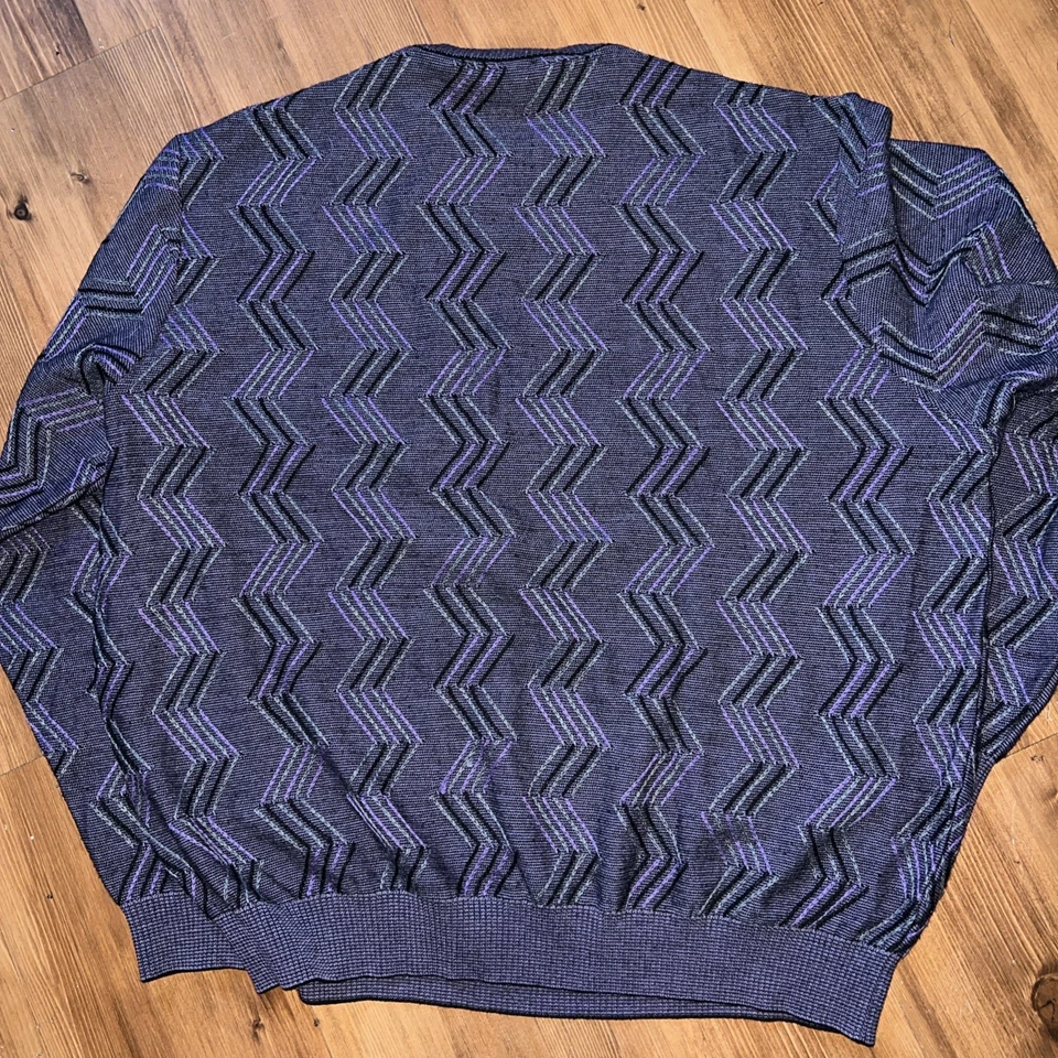 Suéter Geométrico St Croix Años 70 80 De Colección Para Hombre XLPúrpura Negro Geométrico Coogi Rap Foto 3 de 3