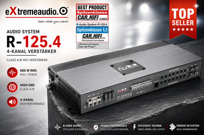 Audio System R-125.4 Class A/B HIFI 4-Channel Amplifier with SMD 880 Watts RMS