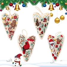 Generic Christmas Ornament Embroidery Kits, Hand Embroidery Tree Hanging