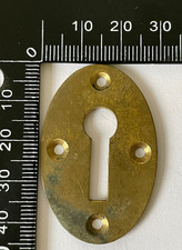 Antique Large Solid Brass Oval Escutcheon Vintage Keyhole Cover Door Victorian