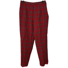 VTG 70s Pendleton Womens 100 Wool Tapered Pants Tartan Red Plaid Size 14 Lined