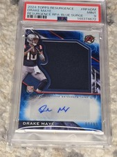 Topps Resurgence Drake Maye Rookie Patch Autograph Blue Surge /99 PSA 9 RPA-DM