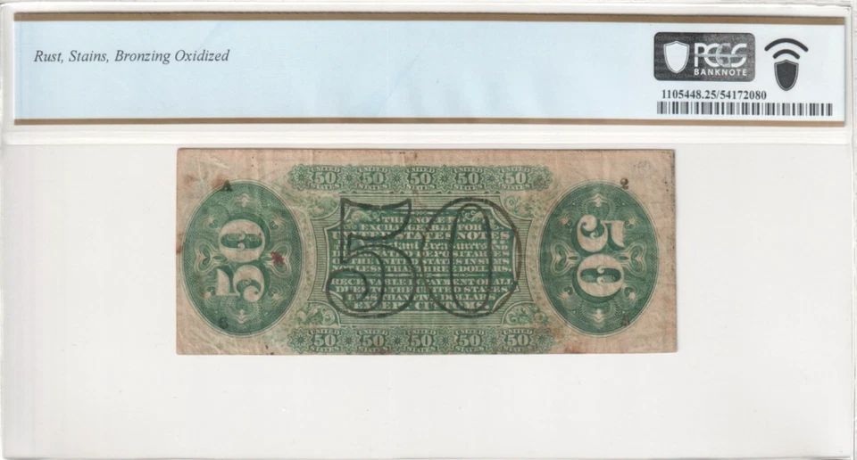 50 Cents Justice Fractional Green Reverse Figure 1 & a FR 1363 PCGS VF 25 - Image 2 of 4